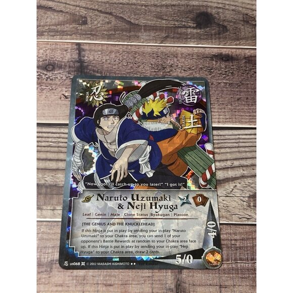 Naruto CCG, Naruto Uzumaki & Neji Hyuga, us068, Prism Foil, LP, 1st Edition - Picture 1 of 2